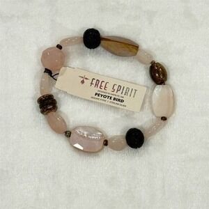 Peyote Bird Free Spirit Genuine Stone Stretch Bracelet Earthy Boho Handmade